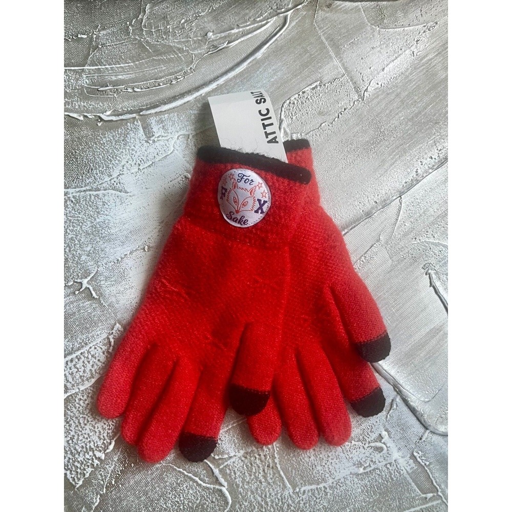Attic Salt "For Fox Sake" Orange Woven Knit One Size Unisex Gloves-Gift Fun -NWT